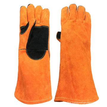 16 Inches Palm Reinforced Fleece Lining Cow Split  Heat Resistant Leather Welding Gloves